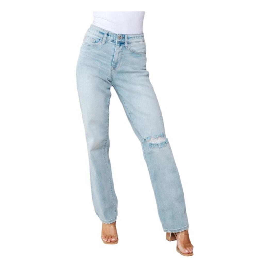 NWT Judy Blue High Rise 90's Straight Jeans Light Wash  Size 0/24 JB82600LT